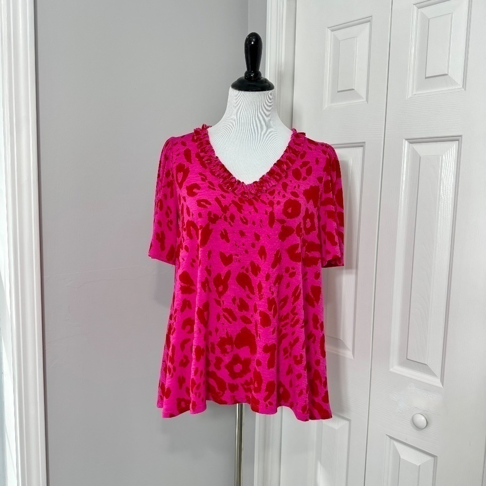 Lightweight Animal Print V-Neck Top